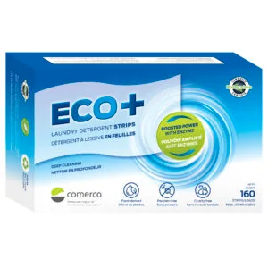 Détail du boîtier de détergent à lessive en feuilles ECO+ de Comerco